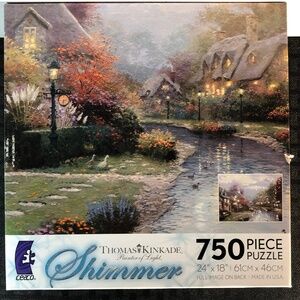 Thomas Kinkade Lamplight Brooke SHIMMER Puzzle 750 Pieces